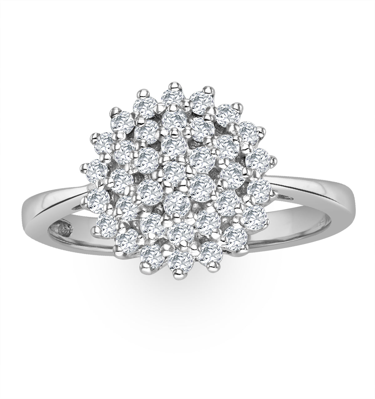 Cluster Lab Diamond Ring 0.33ct H/Si Set In 925 Silver